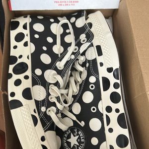 Brand new never worn black and white polka dot converse size 9.5 women